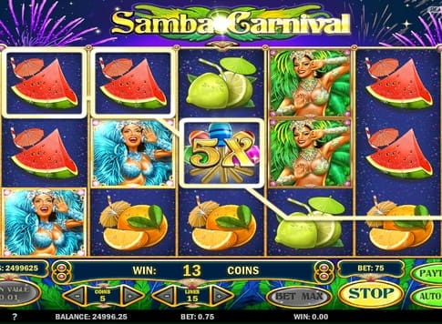 Призовая последовательность в игровом аппарате Samba Carnival